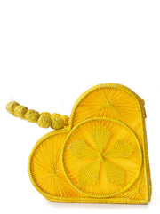Primrose Yellow Love Heart Handwoven, Handmade Palm Handbag