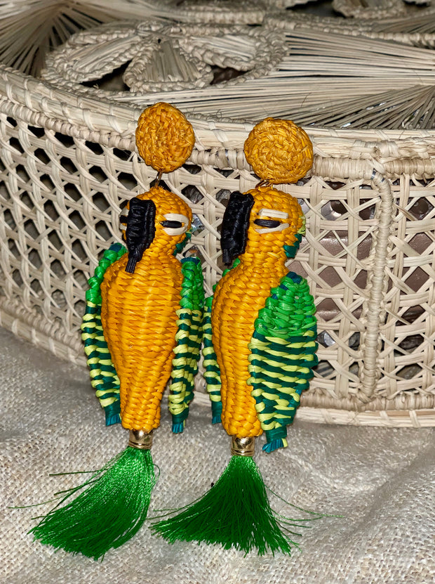 Paradise Parrot Earrings | Orange/Green