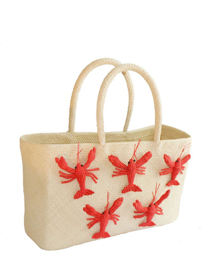 Montauk Top Handle Lobster Tote in Natural Palm