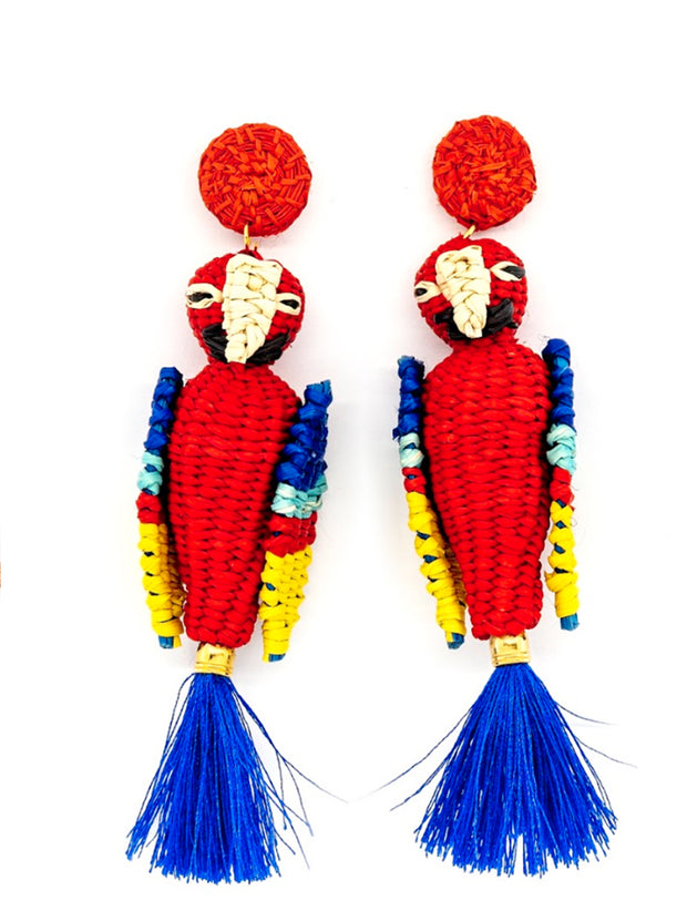 Paradise Parrot Earrings | Blue/Red